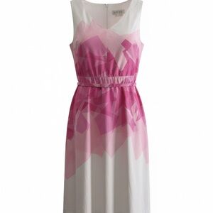 Lela Rose for Lane Bryant Pink Abstract Fit & Flare Dress Size 18 Belted